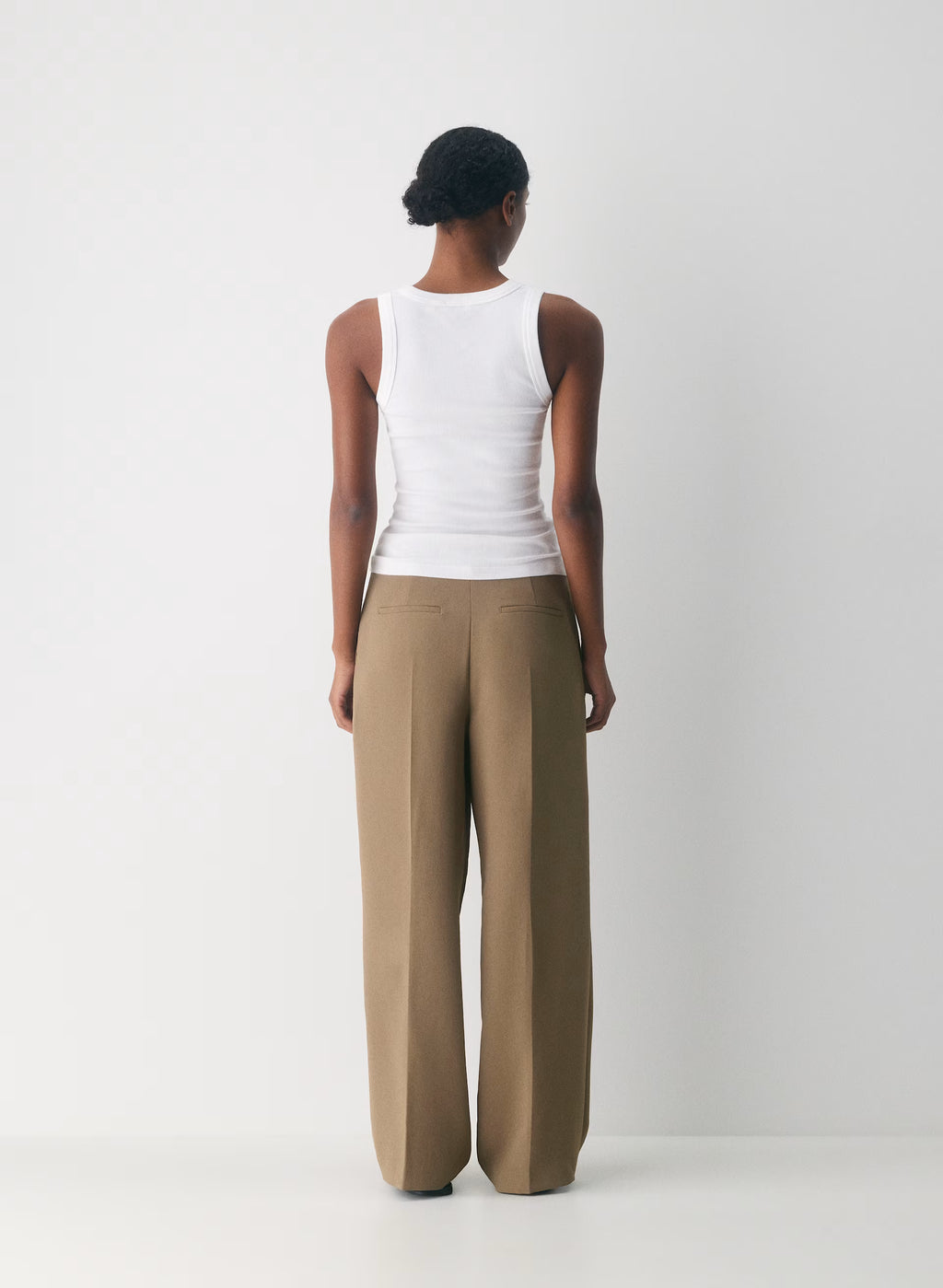 High-Rise Wide-Leg Crepe Trousers - Sand