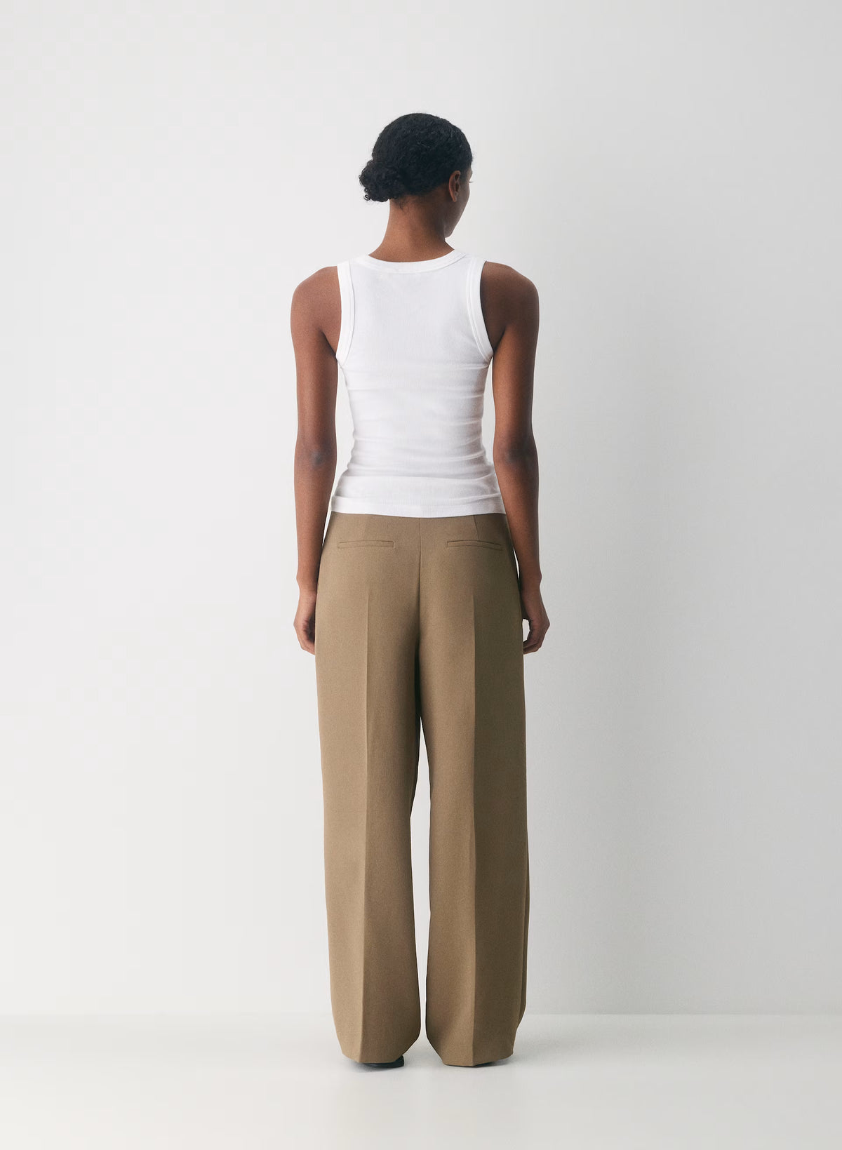 High-Rise Wide-Leg Crepe Trousers - Sand