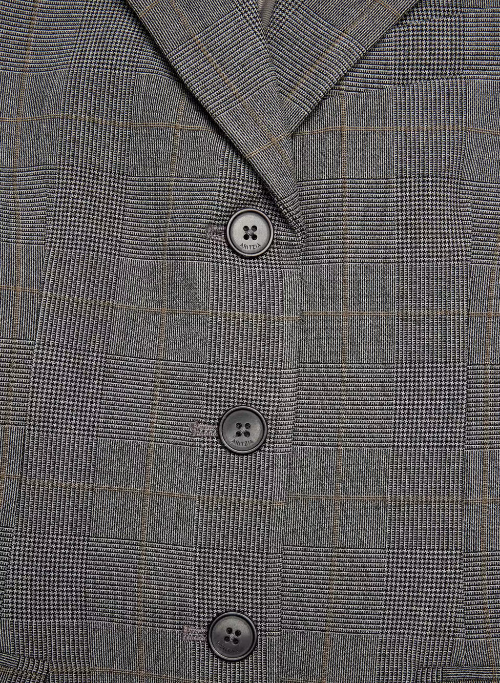 Single-Breasted Stretch Blazer - Brown Check