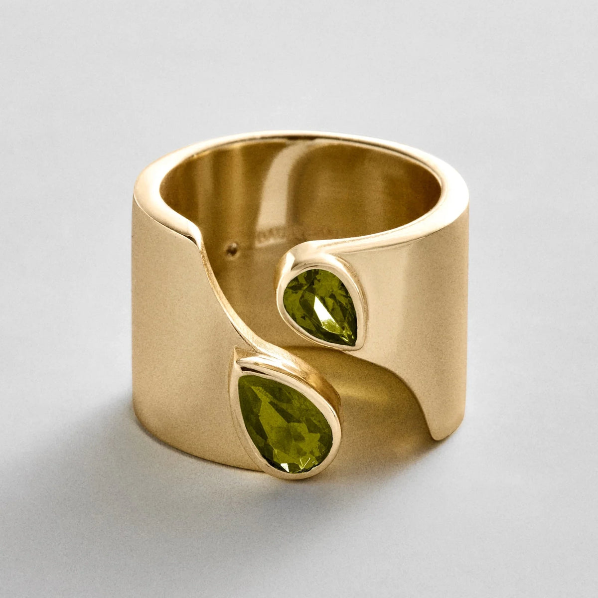 Personalized Two-Stone Open Band Ring - Gold