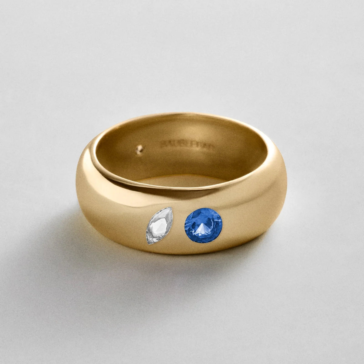 Custom Two-Stone Gold-Plated Band Ring