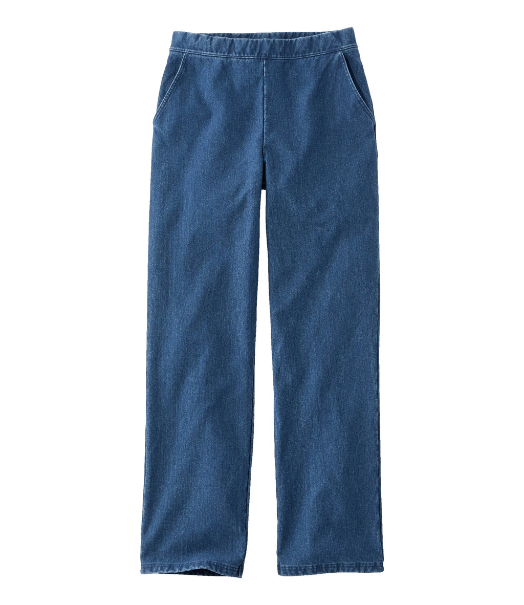 Women's Fleece-Back Straight Leg Denim Pants - Indigo