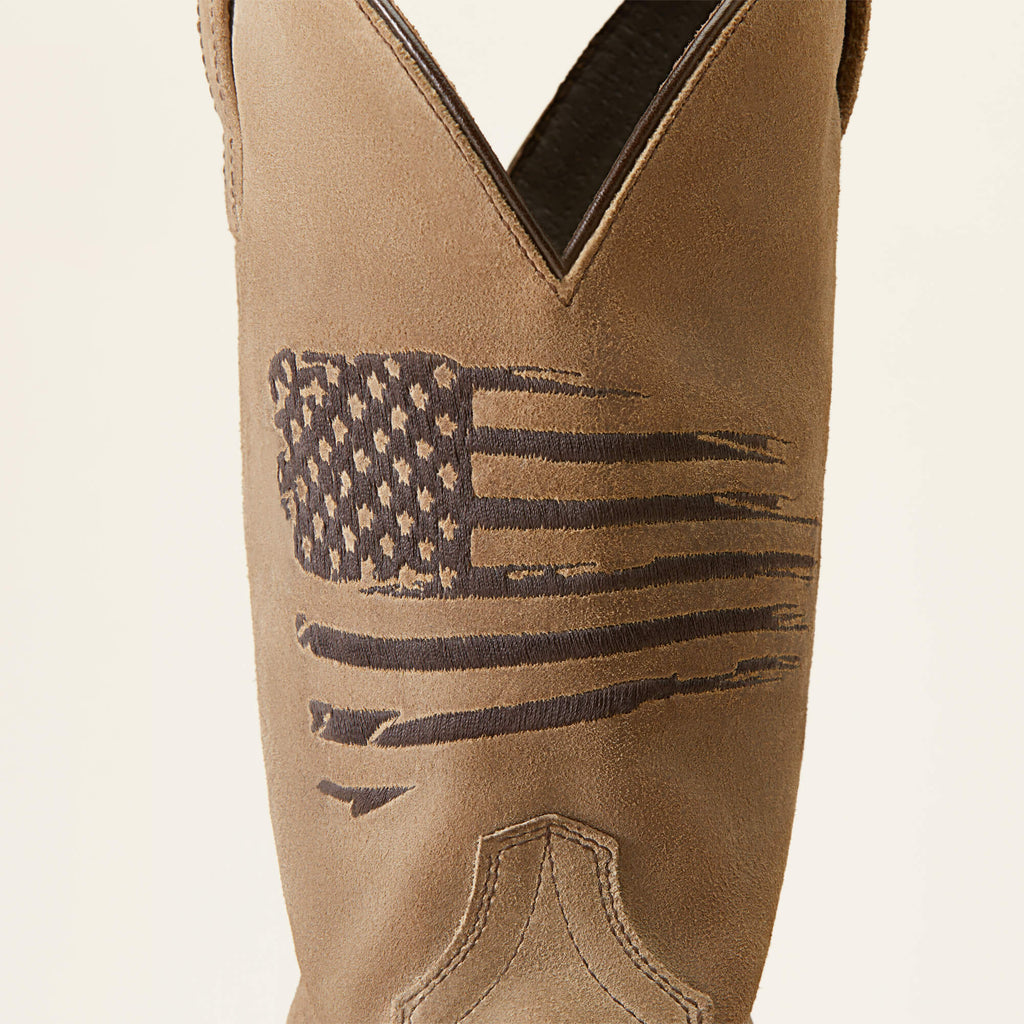 Men's Leather Wide Square Toe Western Boots - Gray