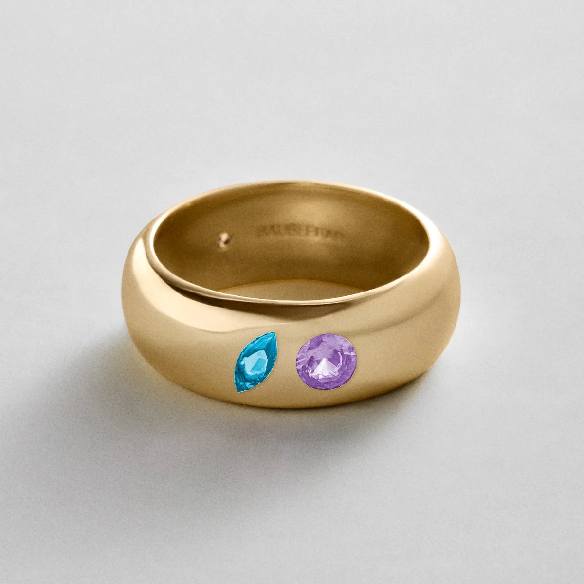 Custom Two-Stone Gold-Plated Band Ring