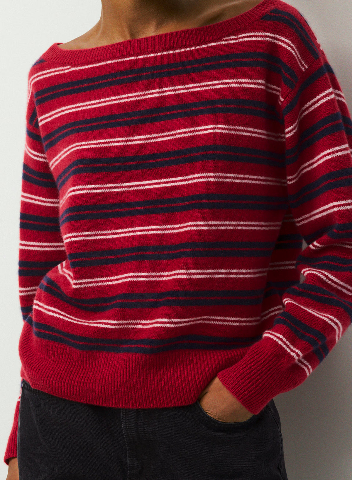 Cashmere Boatneck Sweater - Heather Gray