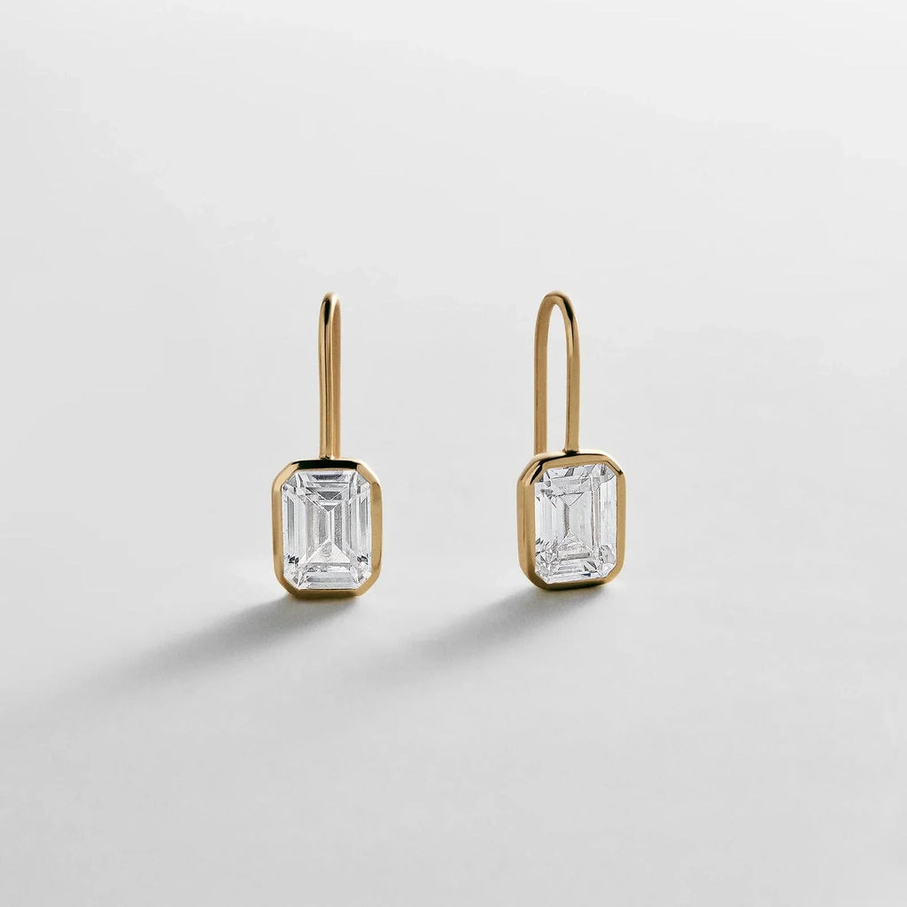 Gold-Plated Oval Crystal Drop Earrings