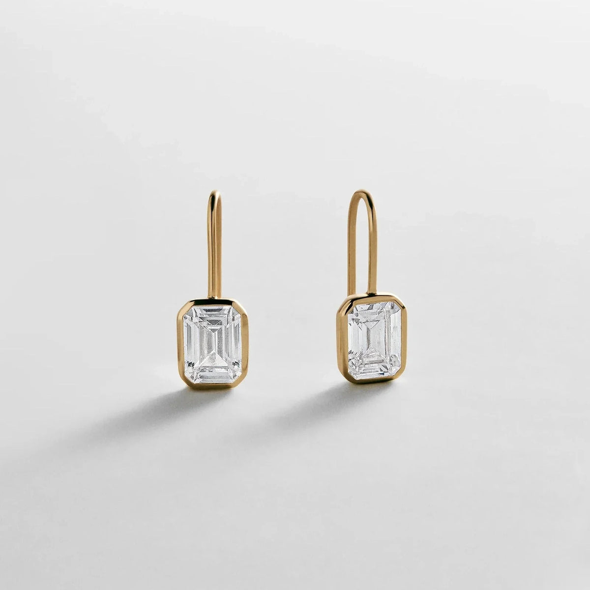 Gold-Plated Oval Crystal Drop Earrings