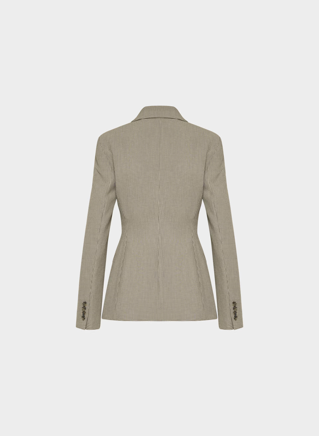 Single-Breasted Stretch Blazer - Brown Check