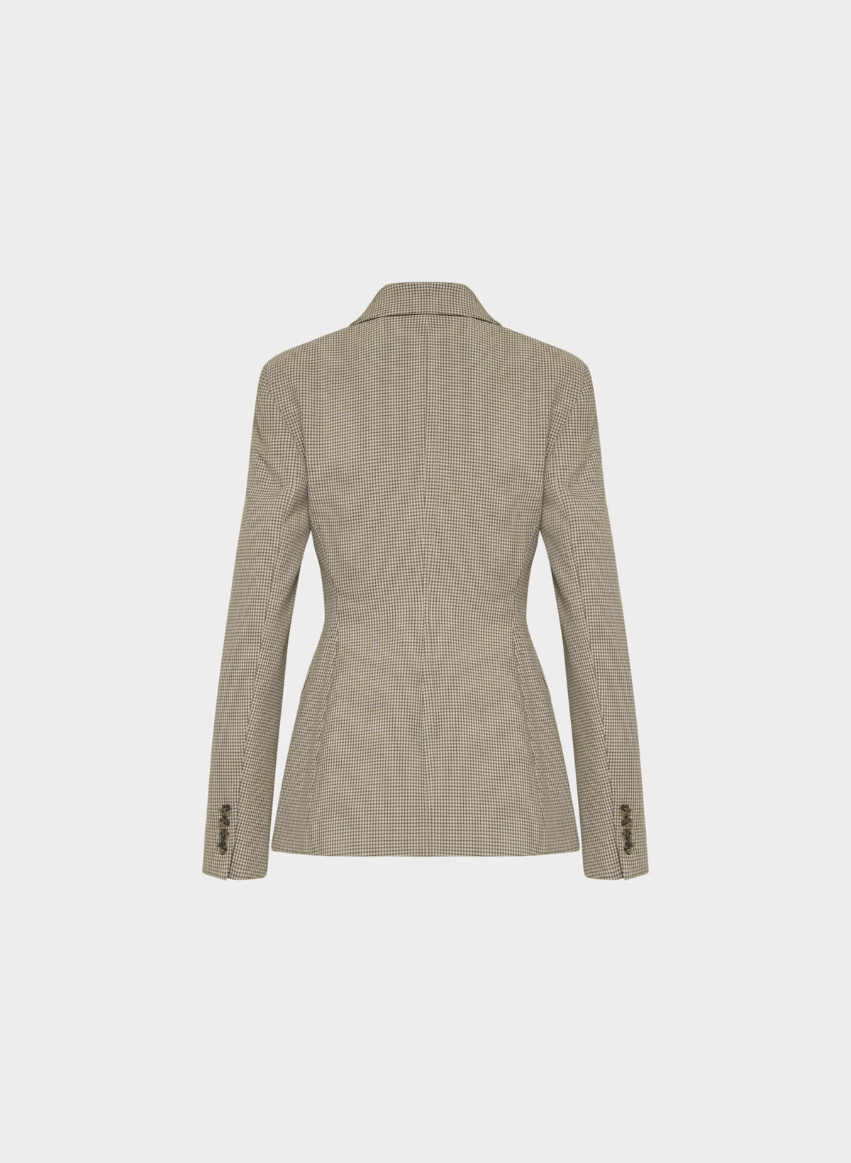 Single-Breasted Stretch Blazer - Brown Check