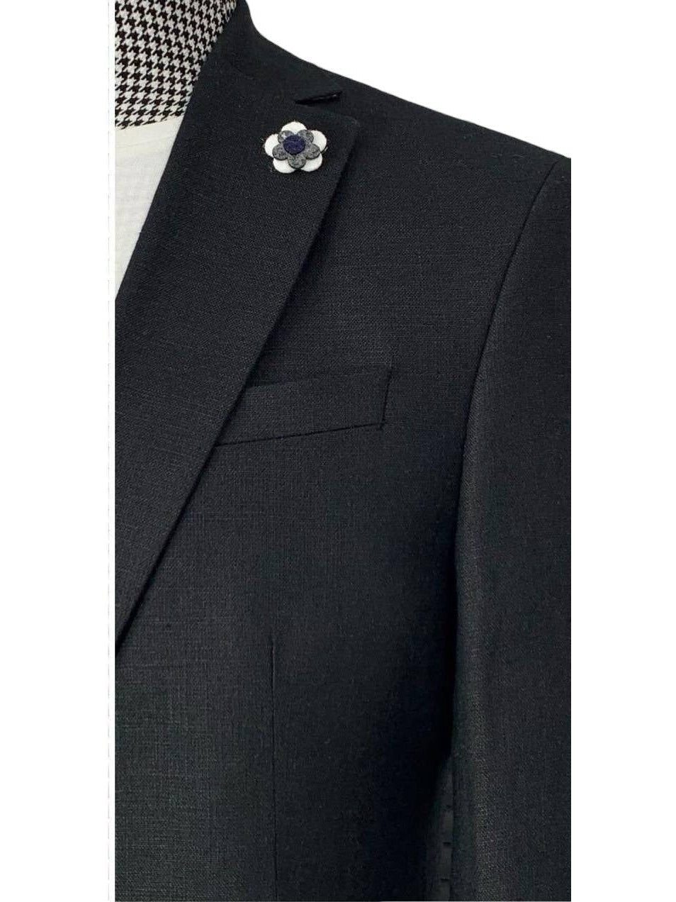 Men's Solid Black Slim Fit Linen 2-Piece Suit