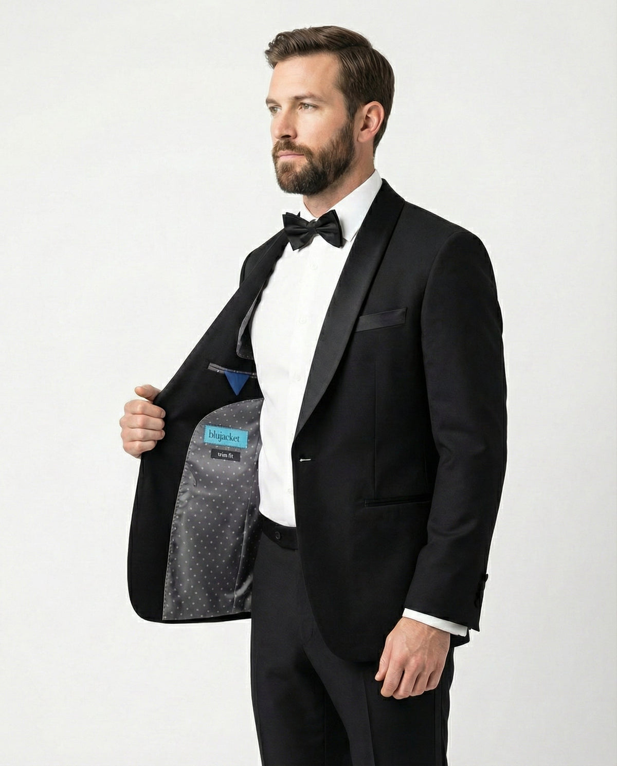 Men's Black Shawl Lapel Wool Slim Fit Tuxedo
