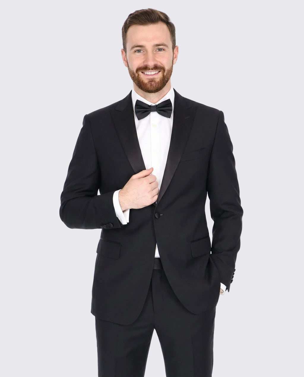 Men's Black Peak Lapel Wool Slim Fit Tuxedo