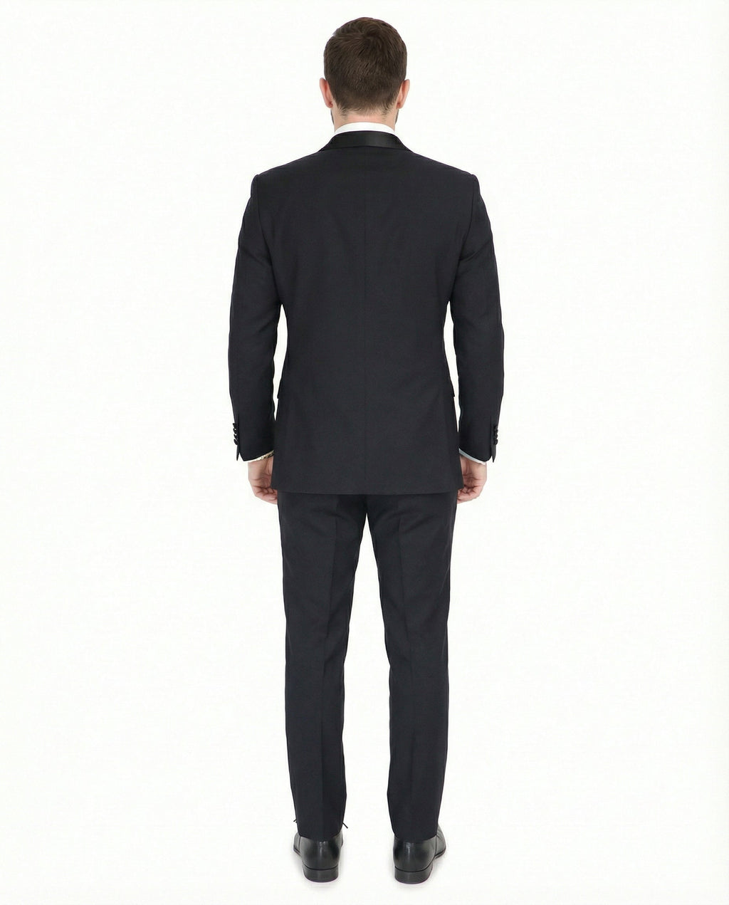 Men's Black Peak Lapel Wool Slim Fit Tuxedo