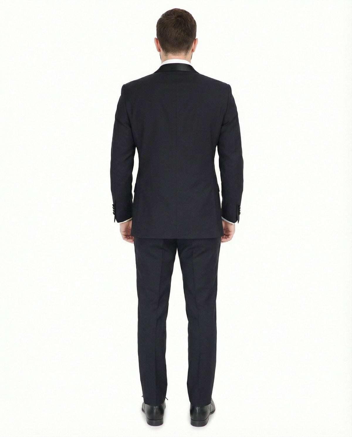 Men's Black Peak Lapel Wool Slim Fit Tuxedo