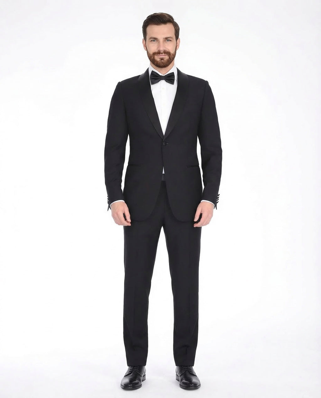Men's Black Shawl Lapel Wool Regular Fit Tuxedo