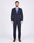 Men's Solid Navy Blue Wool Half Canvassed Slim Fit Suit