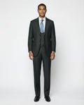 Men's Solid Olive Wool Classic Fit Vested Suit