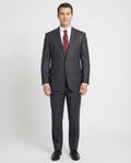 Men's Classic Fit Charcoal Gray Windowpane Half Canvassed Wool Suit