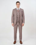 Men's Classic Fit Purple Plaid Wool 3-Piece Suit
