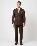 Men's Brown Classic Fit Wool Double Breasted 3-Piece Suit