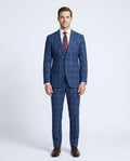 Men's Blue Check Slim Fit Wool Prehemmed Suit