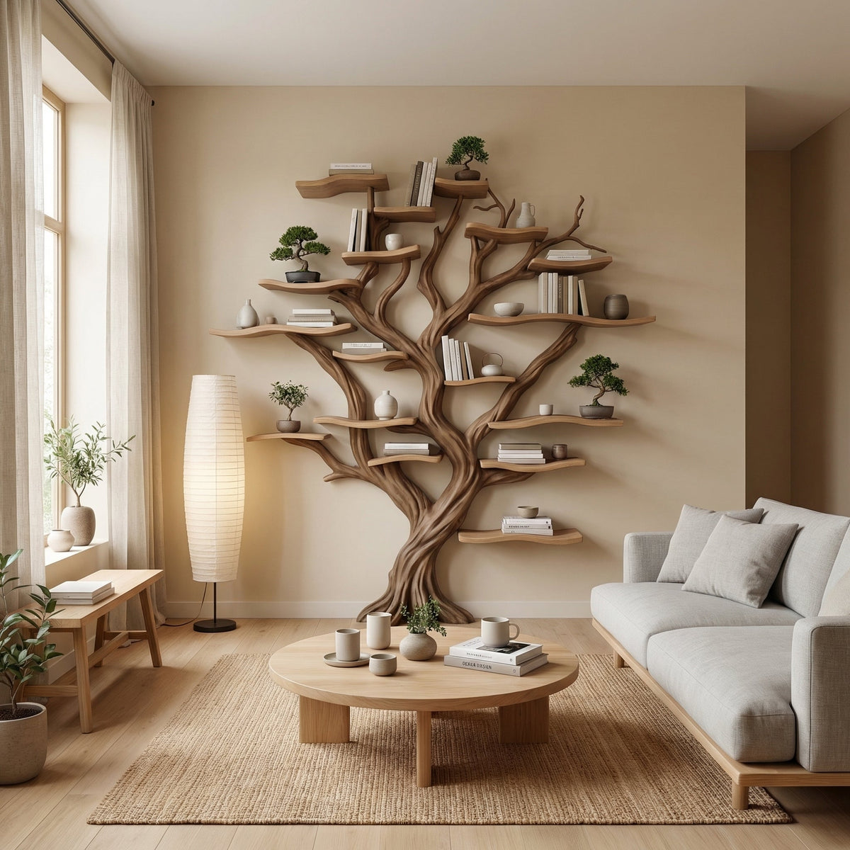Carved Solid Wood Tree Branch Bookshelf for Feature Walls - view 6