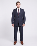 Men's Classic Fit Navy Blue Chalkstripe 2-Button Wool Suit