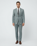 Men's Light Blue Tan Windowpane Slim Fit 2-Button Wool Suit