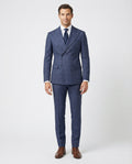 Men's Navy Black Windowpane Slim Fit Double Breasted Wool Suit