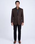 Men's Brown Textured Wool Blazer Sport Coat Removable Mock Liner