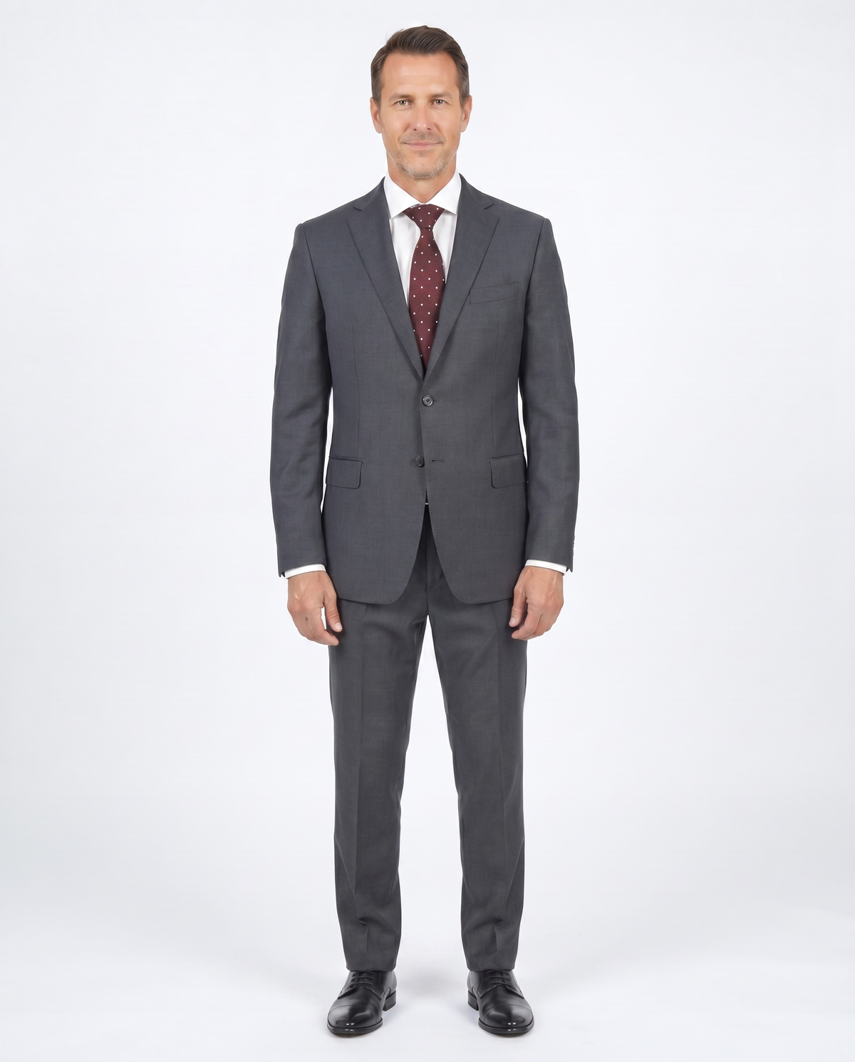 Men's Charcoal Gray Wool Canvassed Regular Fit Suit