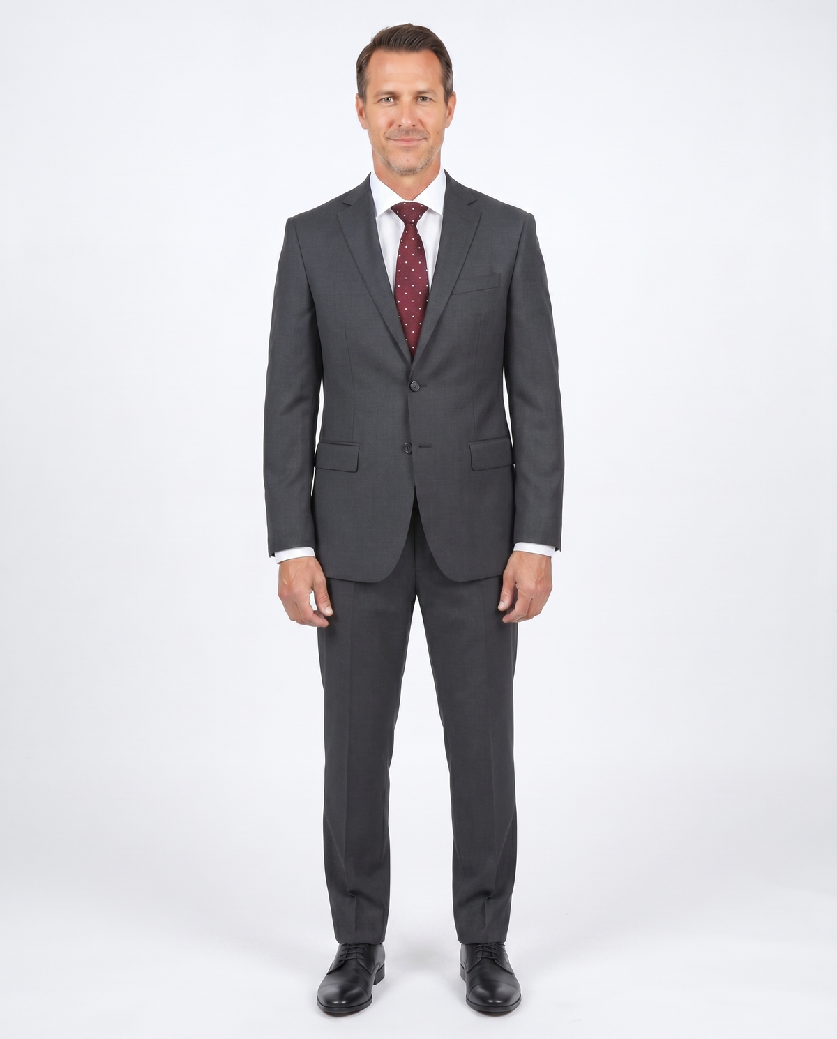 Men's Charcoal Gray Wool Canvassed Slim Fit Suit