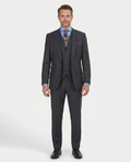 Men's Charcoal Striped Peak Lapel Classic Fit 3-Piece Wool Suit