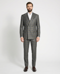 Men's Green Blue Plaid Double Breasted Modern Fit Wool 2-Button Suit