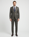Men's Green Blue Plaid Modern Fit Peak Lapel Wool 2-Button Suit