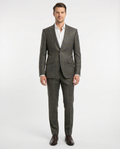Men's Green Blue Plaid Slim Fit Peak Lapel Wool 2-Button Suit