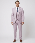 Men's Lavander Purple Herringbone Slim Fit Stretch 3-Piece Suit