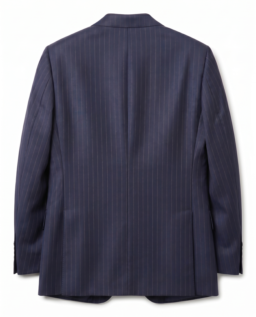 Men's Navy & Orange Pinstripe Slim Fit 2-Button Wool Suit