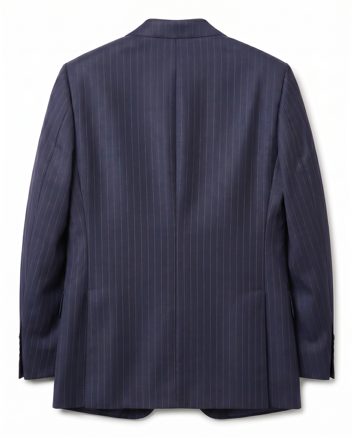 Men's Navy & Orange Pinstripe Slim Fit 2-Button Wool Suit
