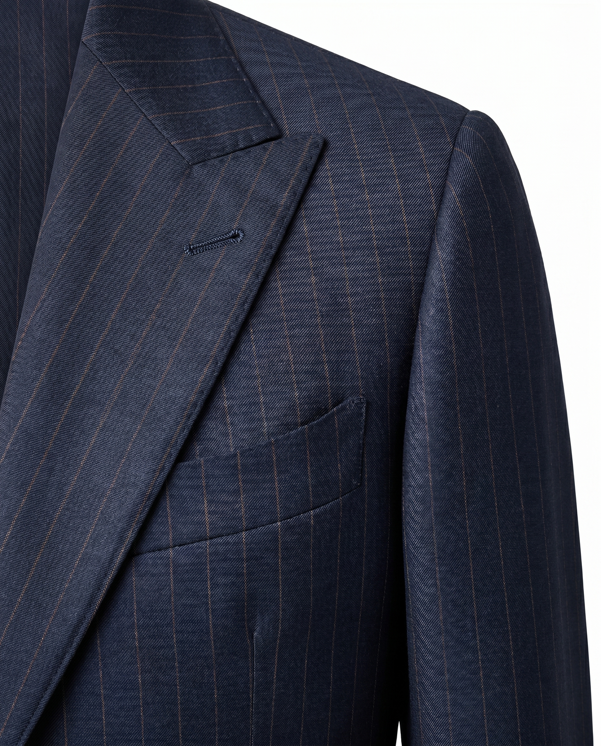 Men's Navy & Orange Pinstripe Slim Fit 2-Button Wool Suit