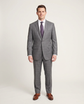 Men's Classic Fit Gray Plaid Windowpane Half Canvassed Wool Suit