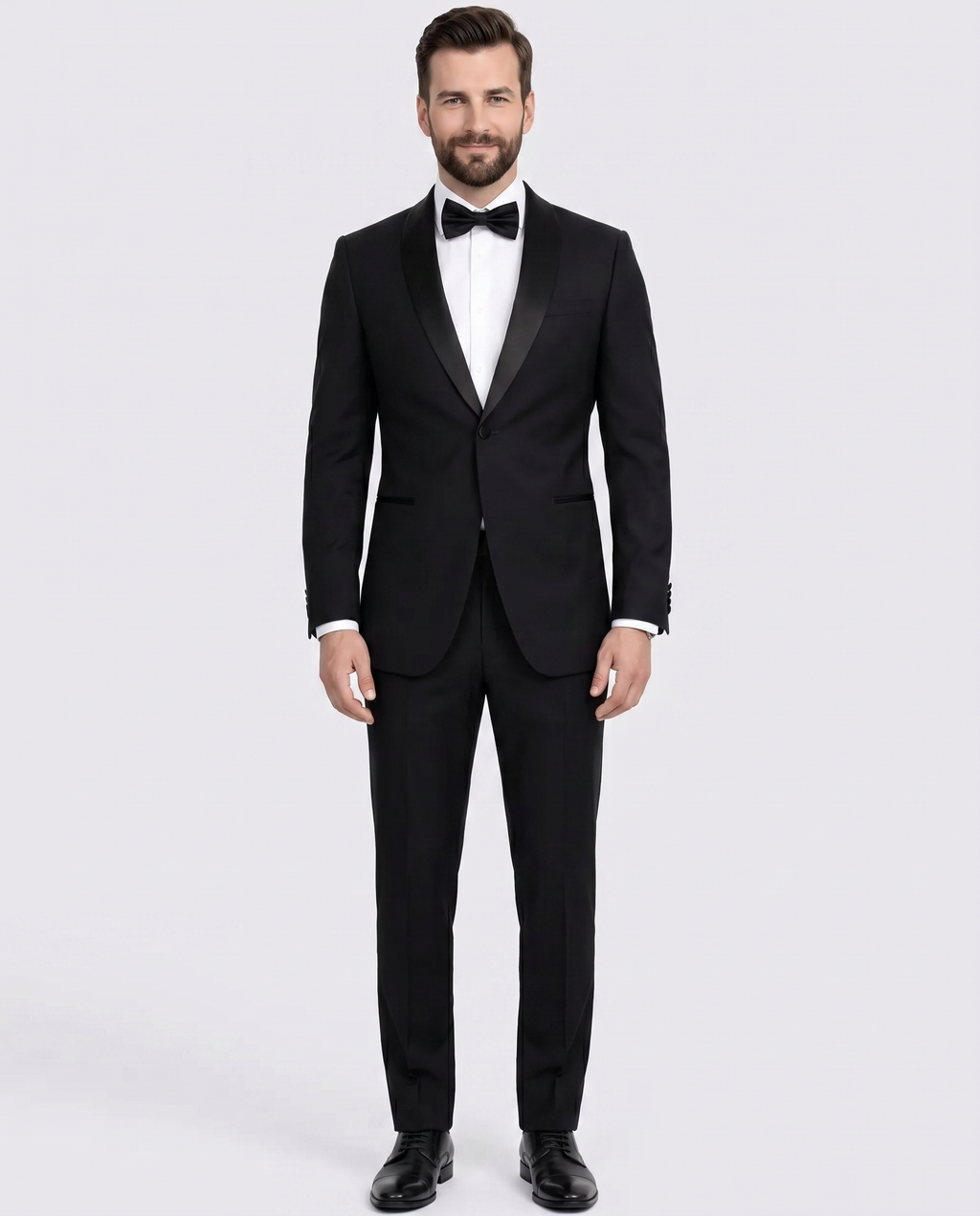Men's Black Shawl Lapel Wool Slim Fit Tuxedo