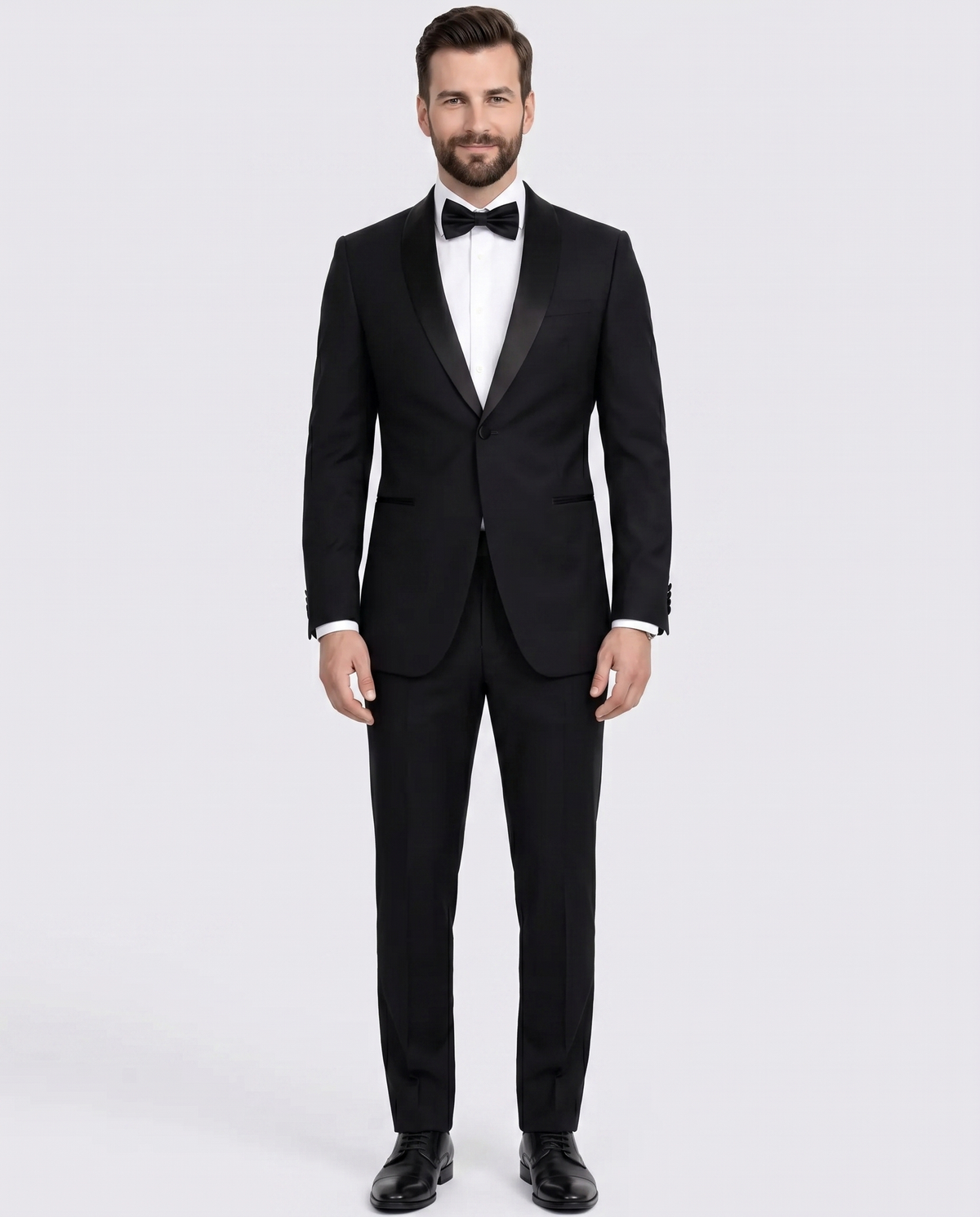 Men's Black Shawl Lapel Wool Slim Fit Tuxedo