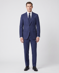 Men's Navy Pinstripe Classic Fit Half Canvassed 2-Button Wool Suit