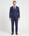Men's Navy Pinstripe Slim Fit Half Canvassed 2-Button Wool Suit
