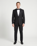 Men's Solid Black Satin Shawl Lapel Classic Fit 2-Button Tuxedo