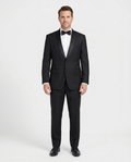 Men's Solid Black Satin Shawl Lapel Classic Fit 2-Button Tuxedo