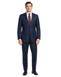 Men's Navy Blue Wool Regular Fit Notch Lapel 2-Button Suit