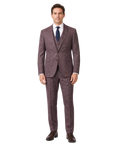 Men's Burgundy Wool Blend Slim Fit Notch Lapel 3-Button Suit