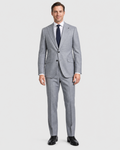 Men's Black Gabardine Solid Grey Slim Fit 2-Button Wool Suit